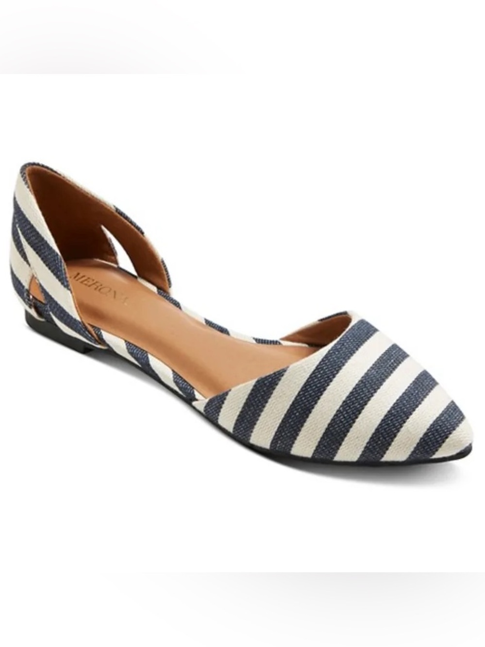 Merona Blue White Striped Pointed Toe Slip On Flats Shoes. 7. NEW.